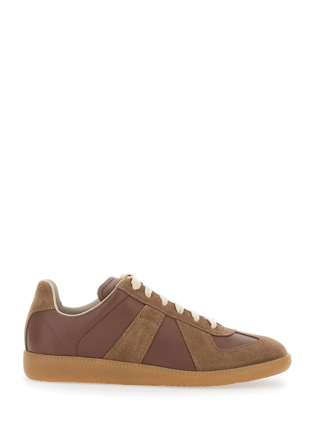 Maison Margiela Women 'Replica' Brown Low Top Sneakers With Suede Details And Logo On The Tongue In - 1