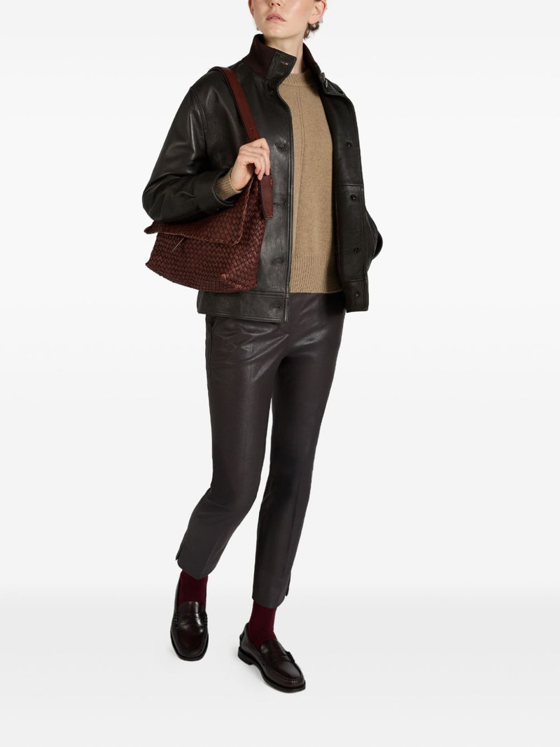 SLOWEAR x Incotex faux leather straight trousers outlook