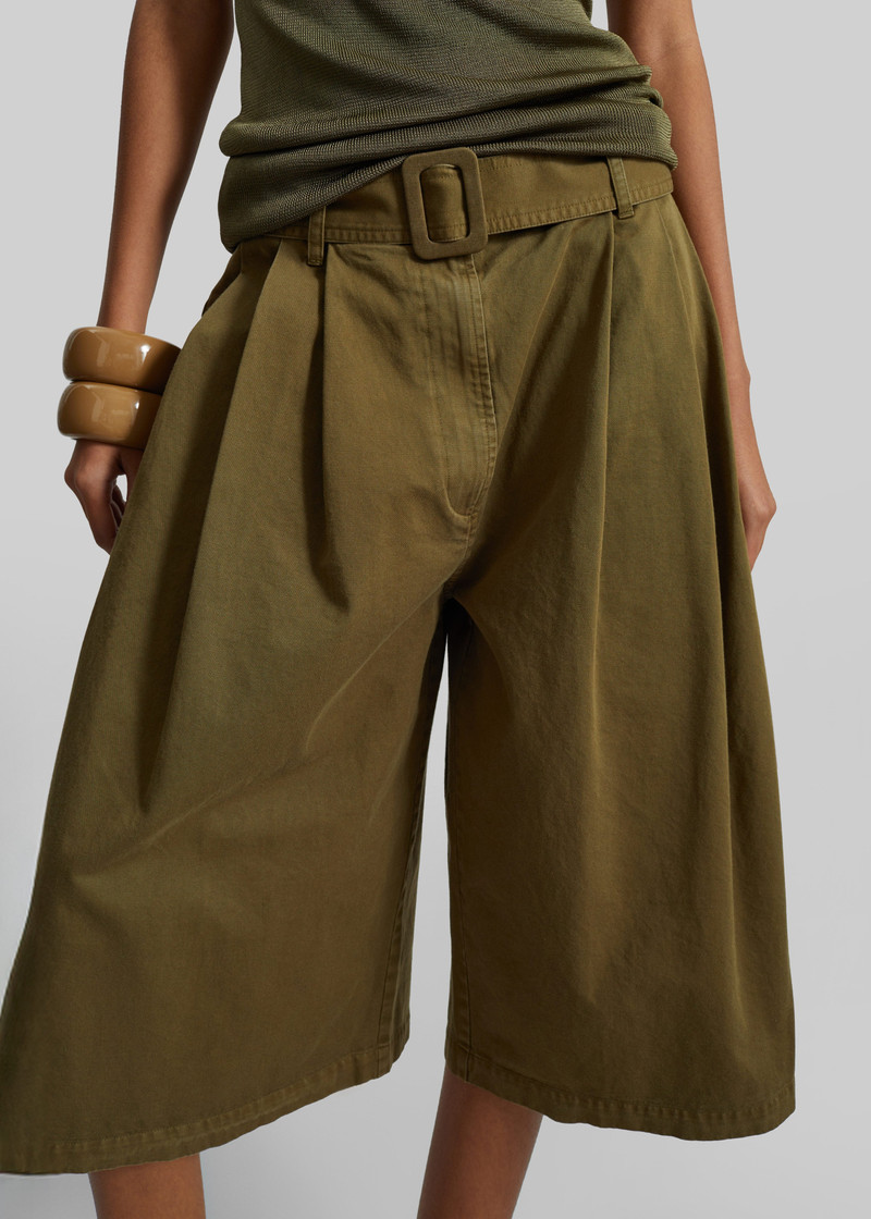 CO Garment Dye Pleated Culotte - Avocado 8