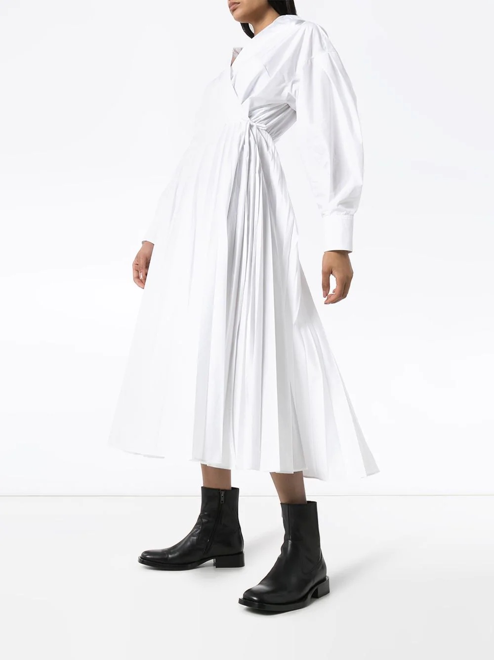 wrap pleated shirt dress - 2