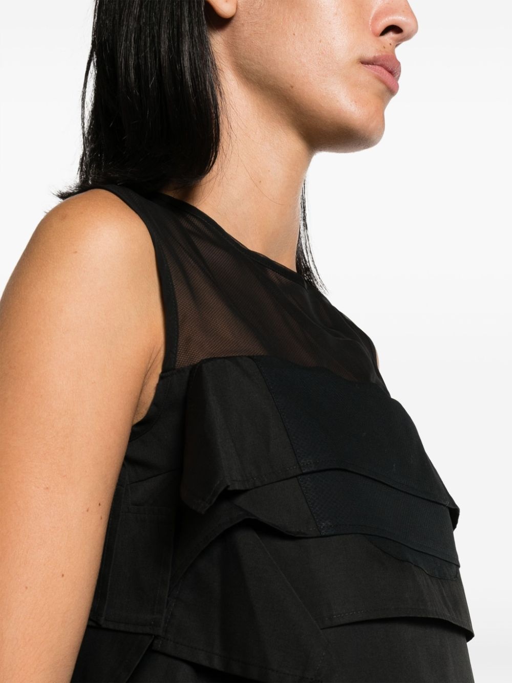 ruffled sheer-yoke sleeveless top - 5