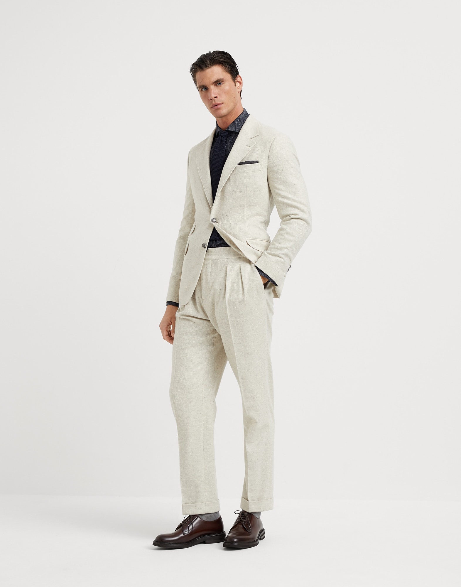 Paisley jacquard flannel easy fit shirt with spread collar - 5