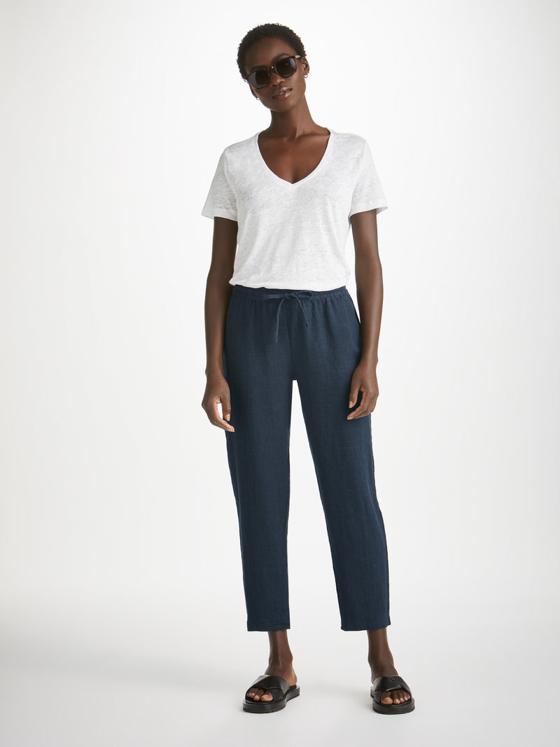 Women's Trousers Vienna Linen Navy - 3