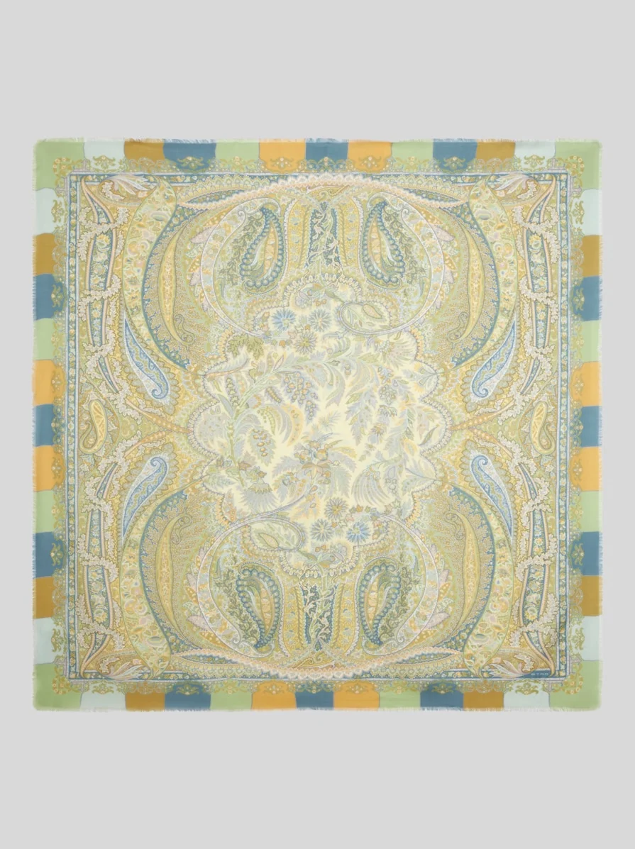 paisley 인쇄 frayed-edge scarf - 1