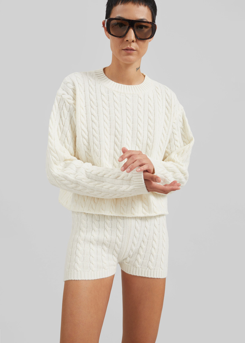 Brisbane Knit Mini Shorts - White 6