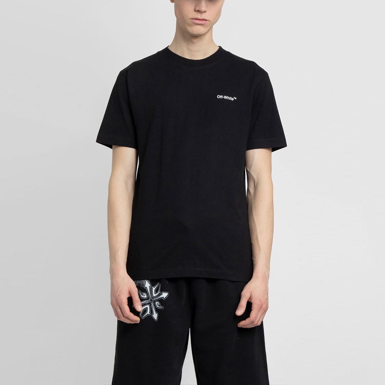 Men's Off-White SS22 Solid Color Cotton Printing Short Sleeve Black T-Shirt OMAA027S22JER0101001 - 4