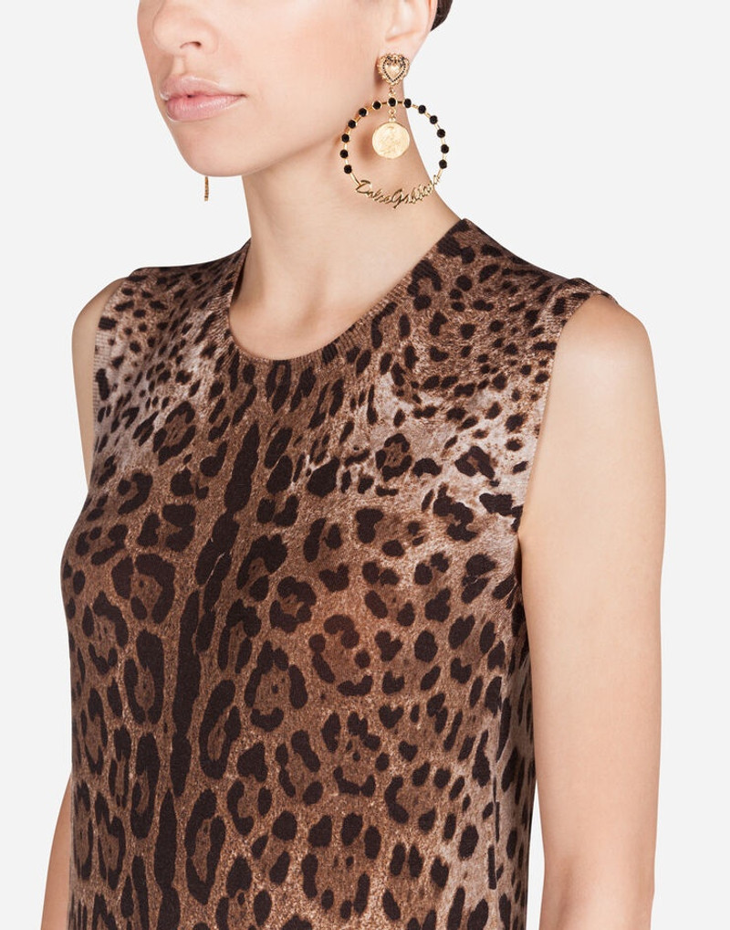 Sleeveless wool sweater with leopard print 4