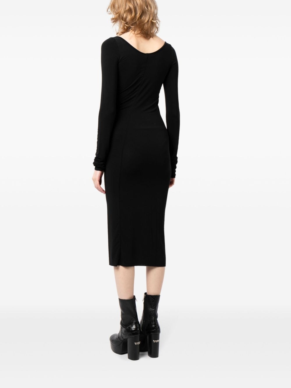 long-sleeve scoop-neck midi dress - 4