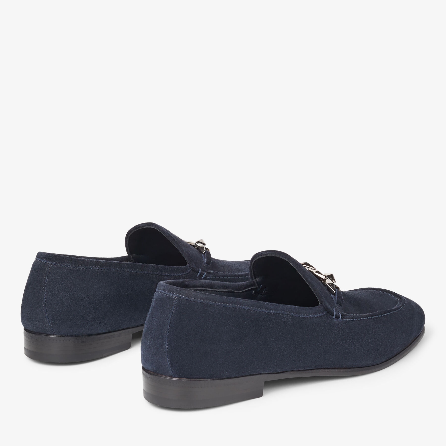 Marti Reverse
Navy Velvet Suede Loafers with Chain Embellishment - 5