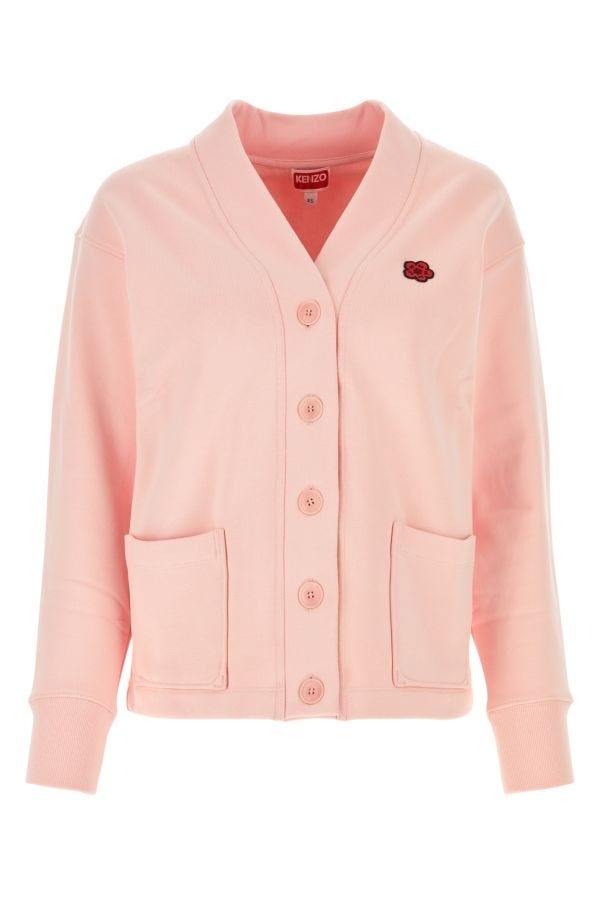 Pink stretch cotton cardigan - 1