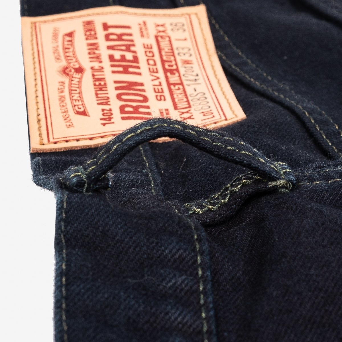 IH-888S-142OD 14oz Selvedge Denim Medium/High Rise Tapered Cut Jeans - Indigo Overdyed Black - 15
