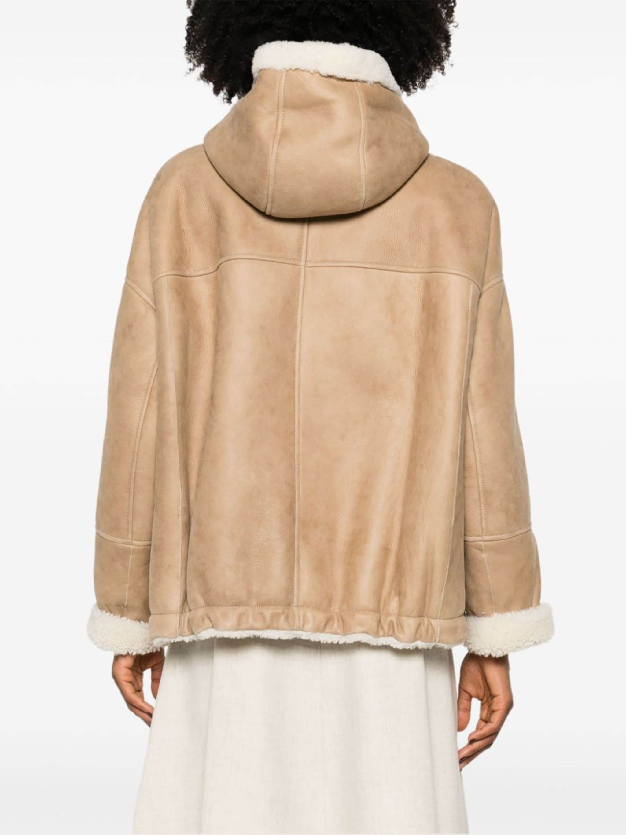 faux-shearling trim suede jacket - 4