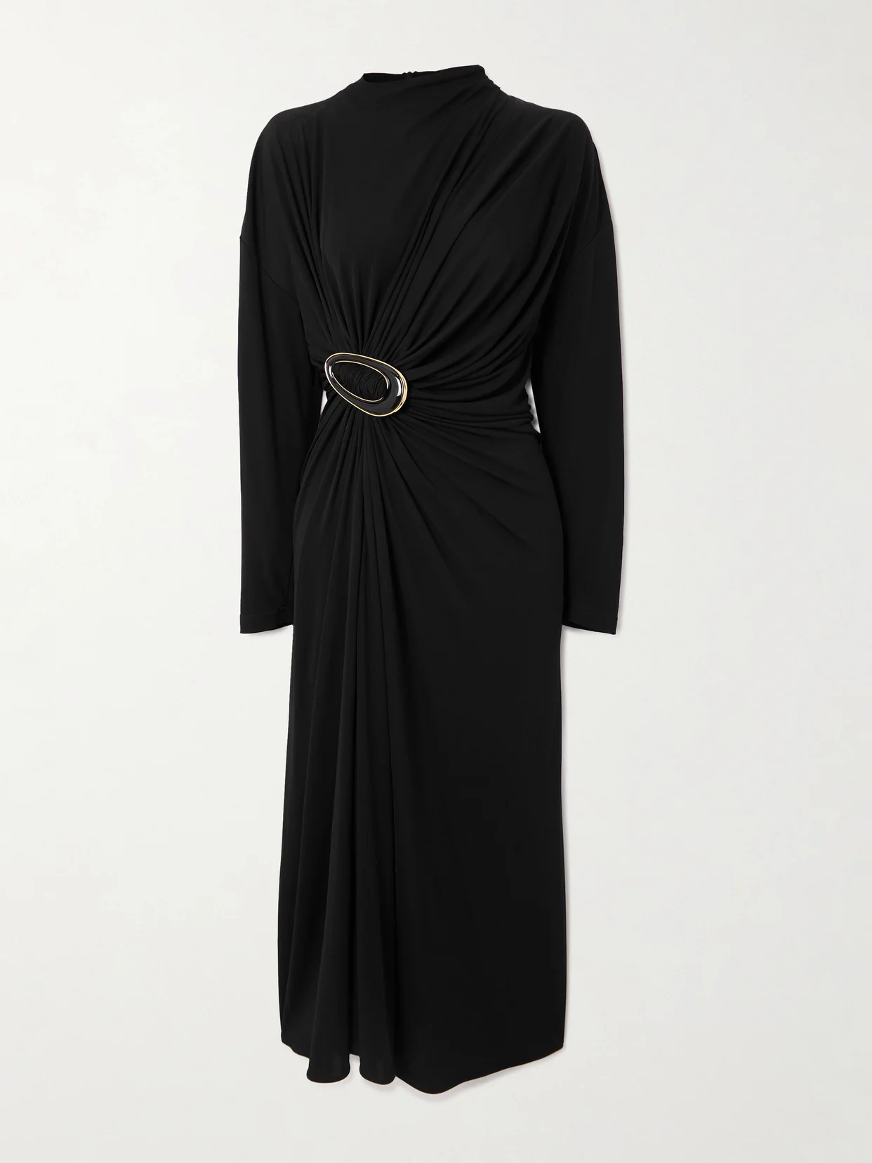 Embellished Gathered Jersey Midi Dress - 1