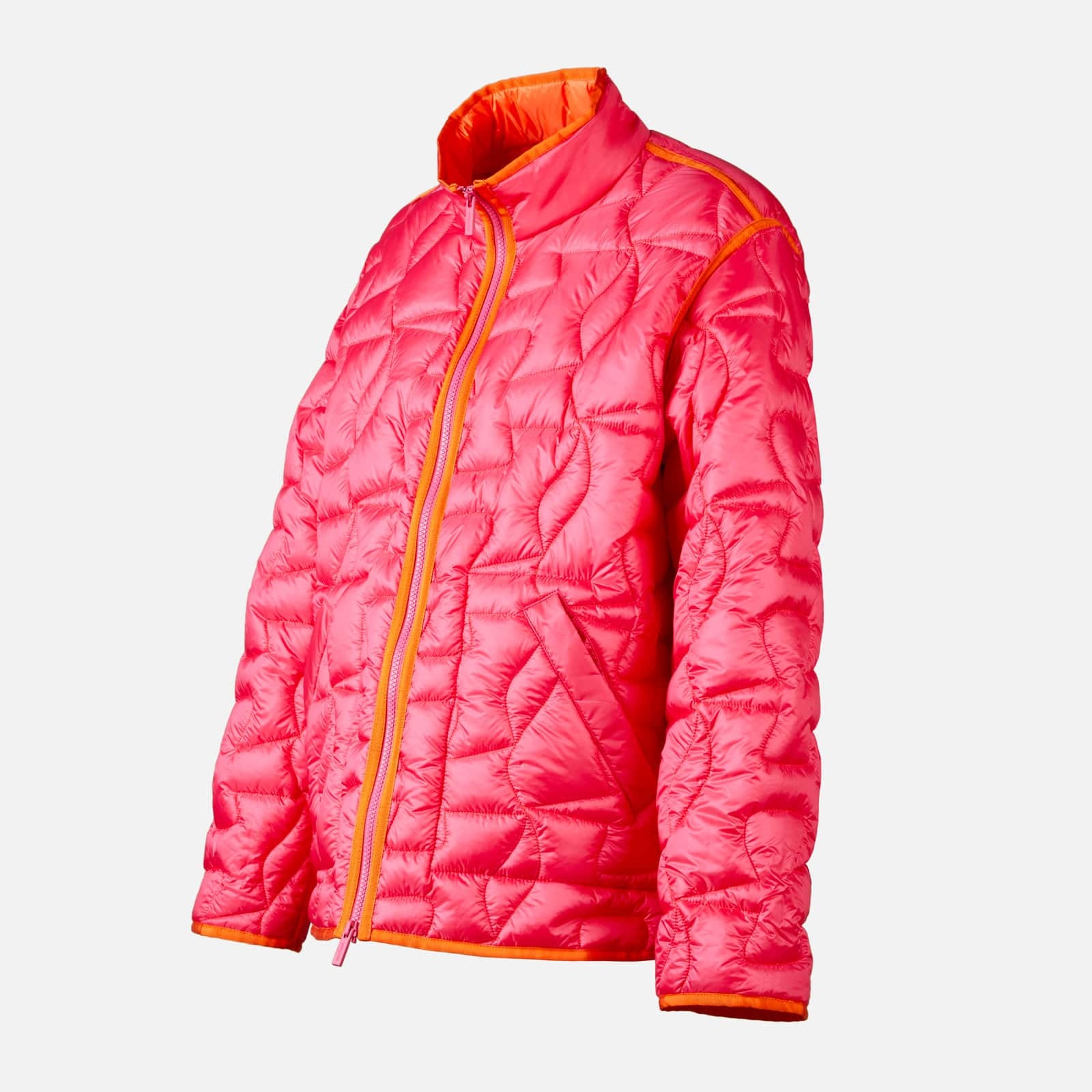 Quilted Bomber Jacket Red Orange - 10