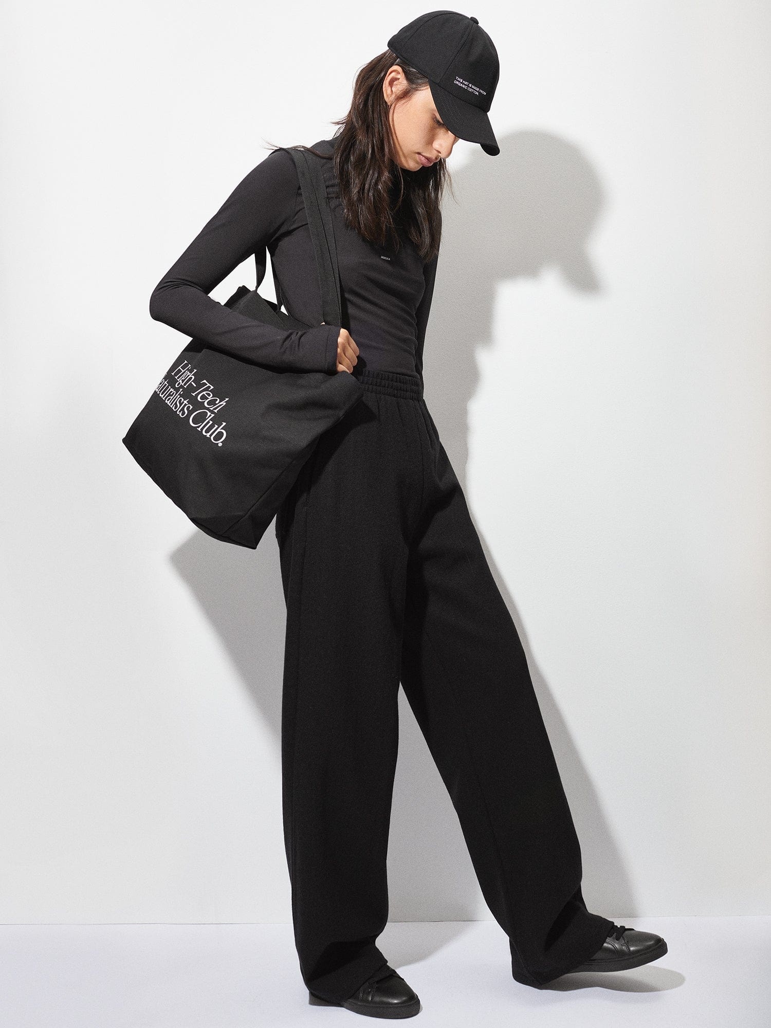 Womens Recycled Wool Jersey Wide-Leg Track Pants - Black - 7