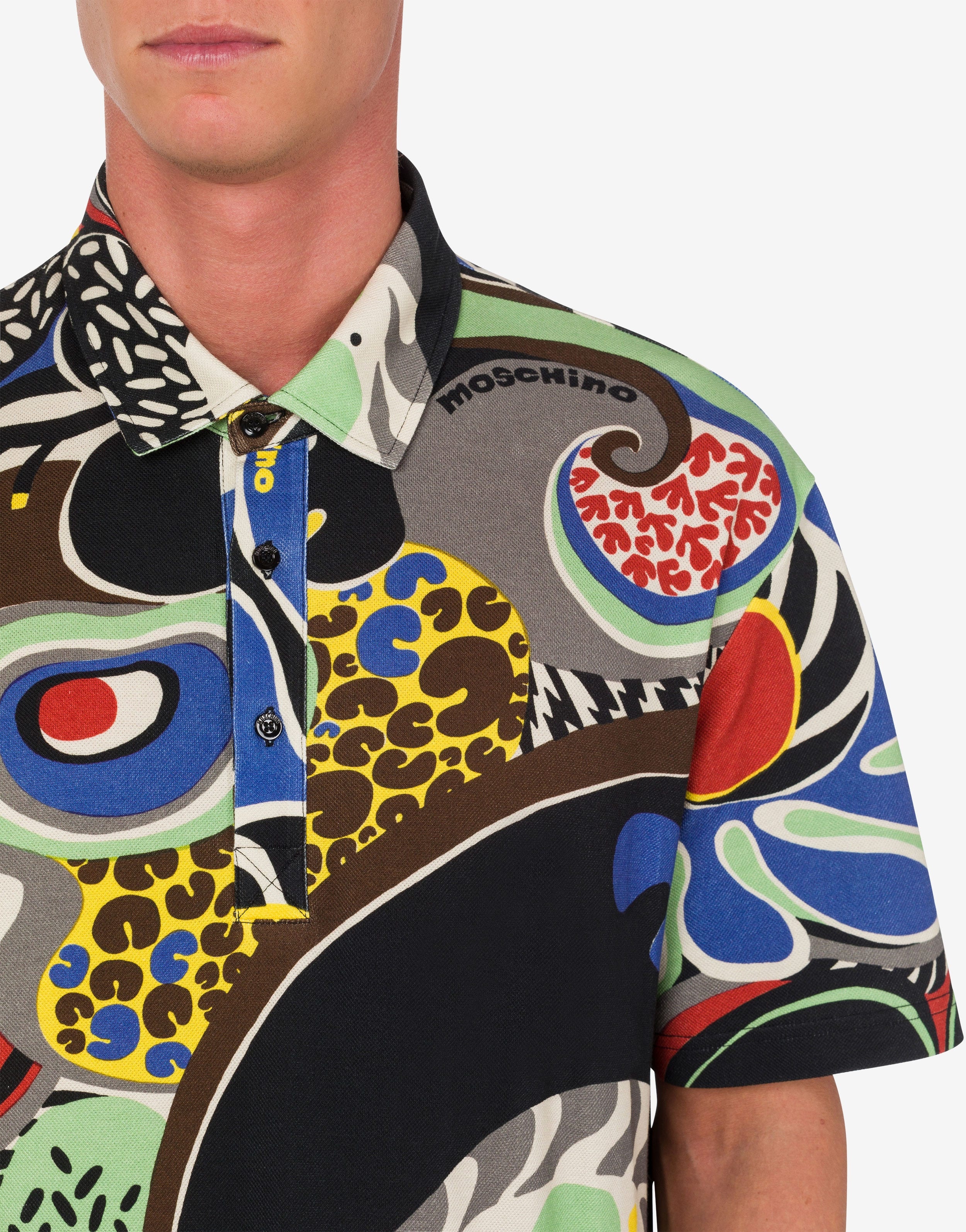 PSYCHEDELIC PRINT PIQUE POLO SHIRT - 4