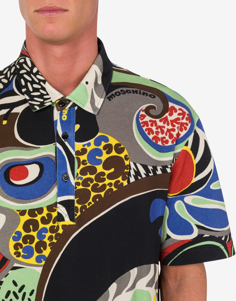 PSYCHEDELIC PRINT PIQUE POLO SHIRT 4