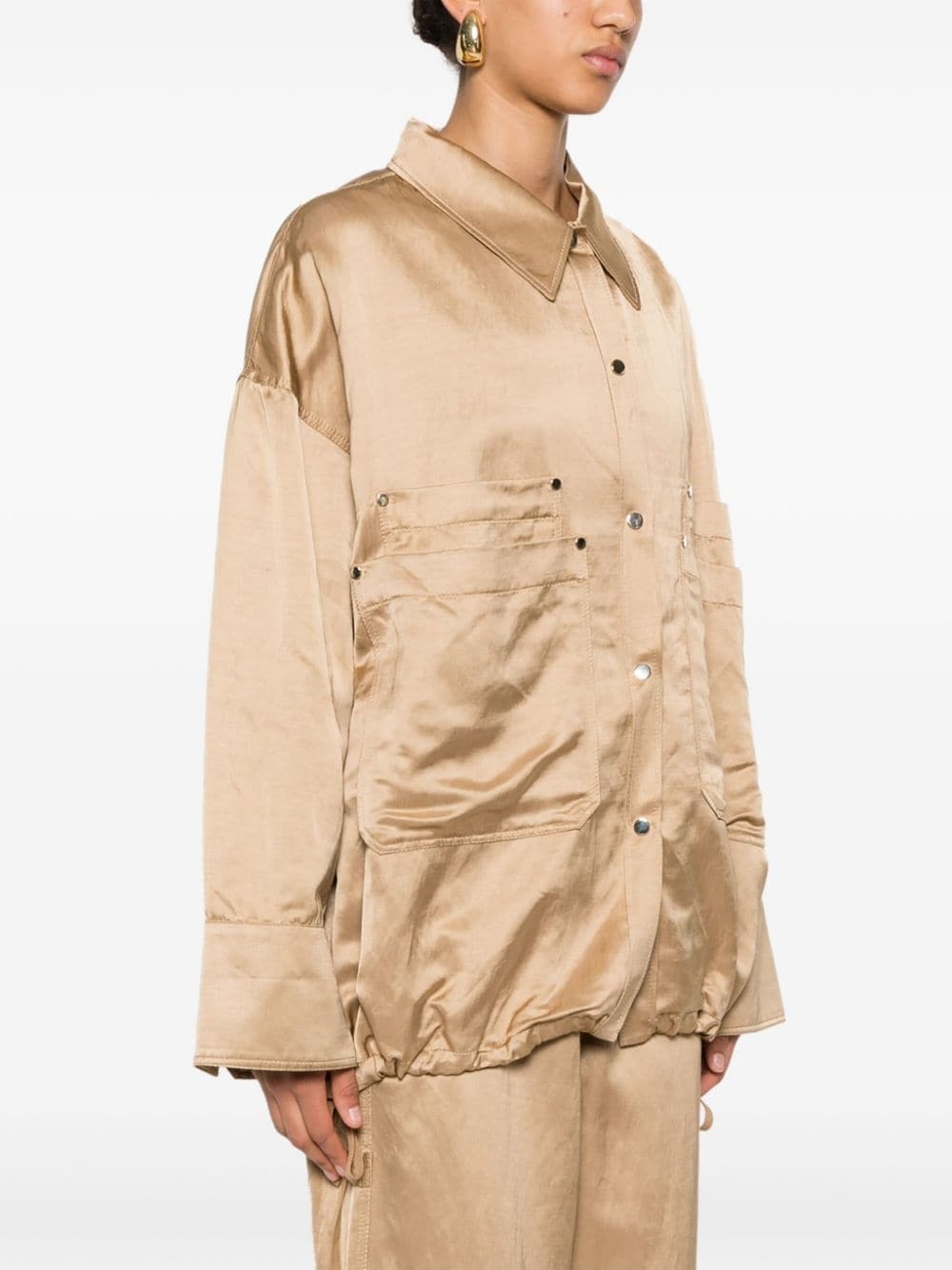 drawstring-hem shirt jacket - 3