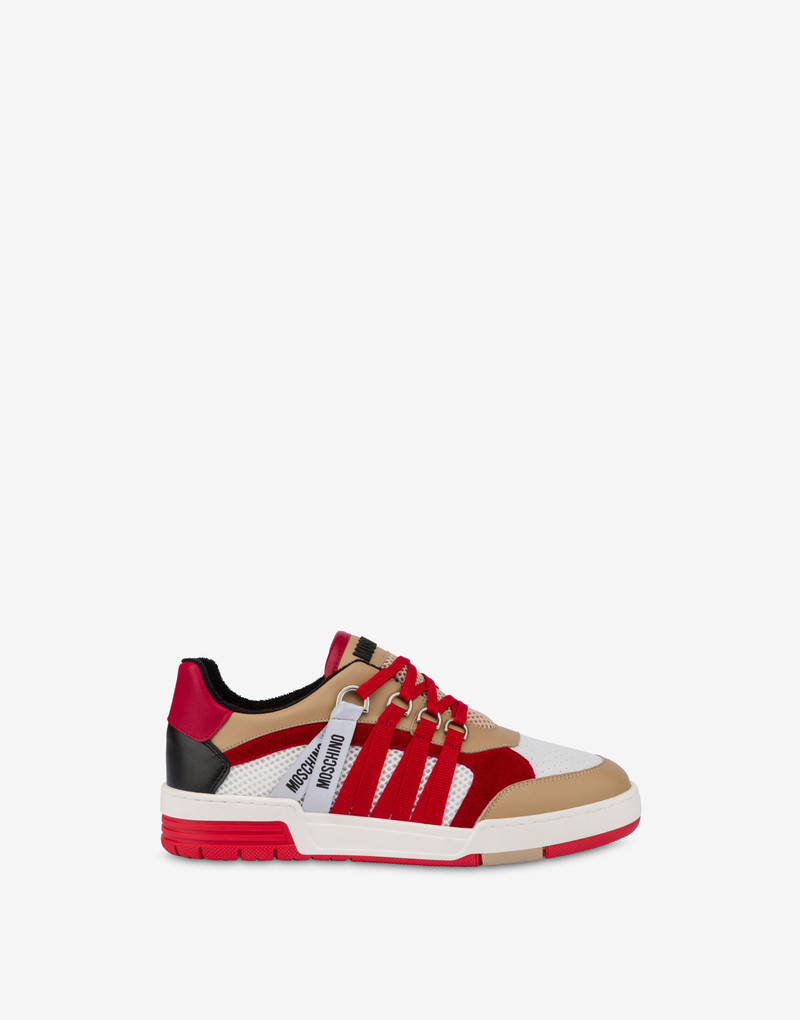 MESH, CALFSKIN AND SPLIT LEATHER STREETBALL SNEAKERS 2