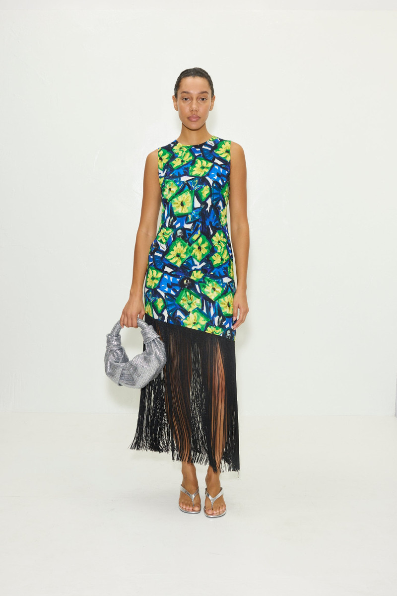Casablanca Fringe Dress in Small Abstract Floral 5