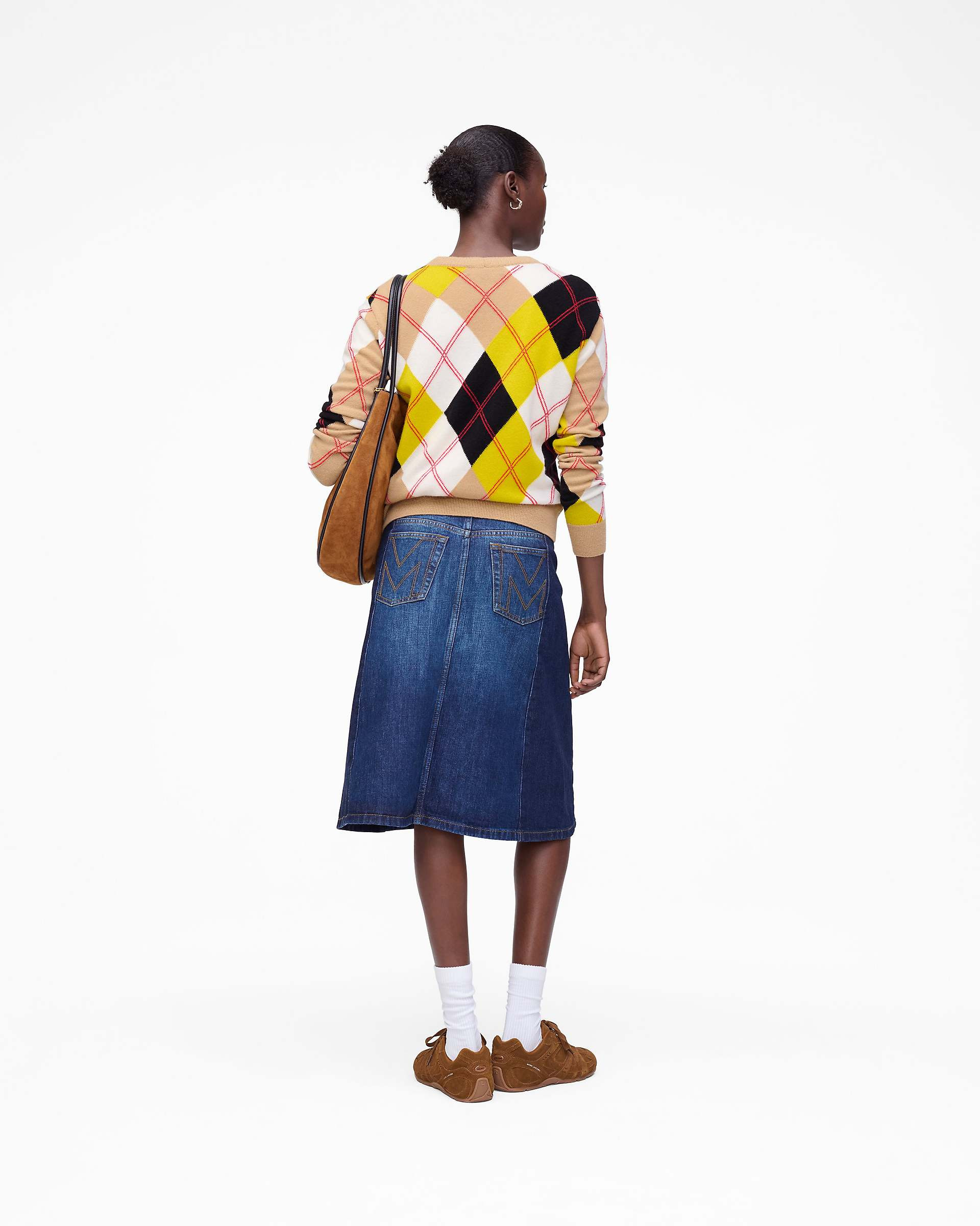 TWO TONE SHADOW DENIM SKIRT - 5
