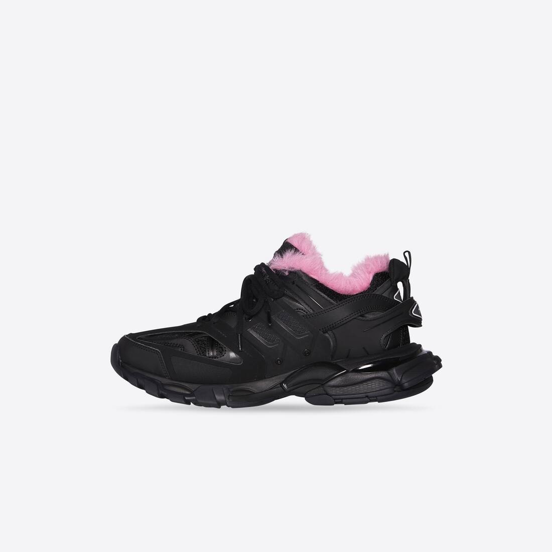 Women's Track Sneaker Fake Fur in Black - 4