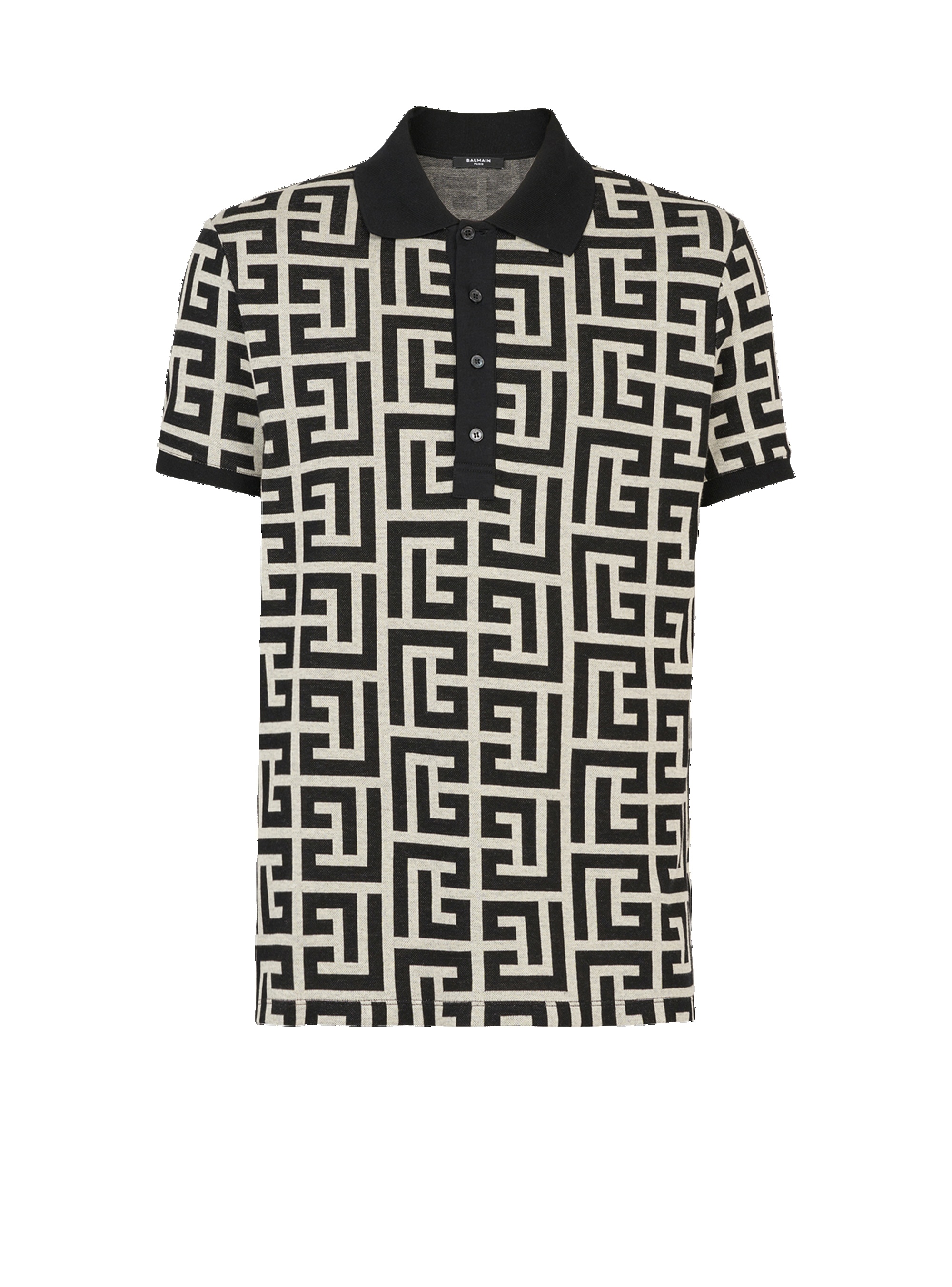 Cotton polo with maxi Balmain monogram - 1