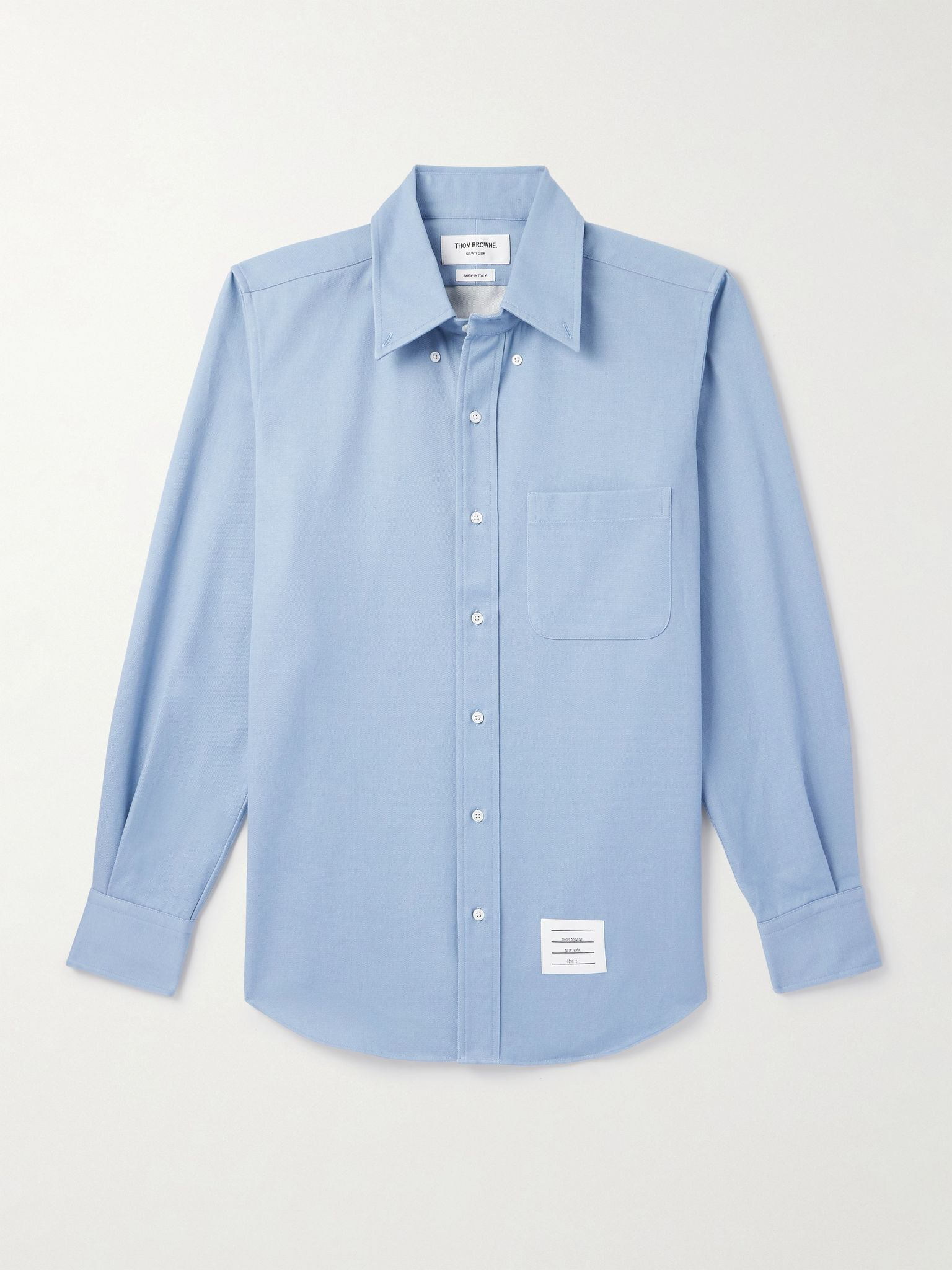 Button Down-Collar Logo-Appliquéd Cotton-Twill Shirt Blue - 1