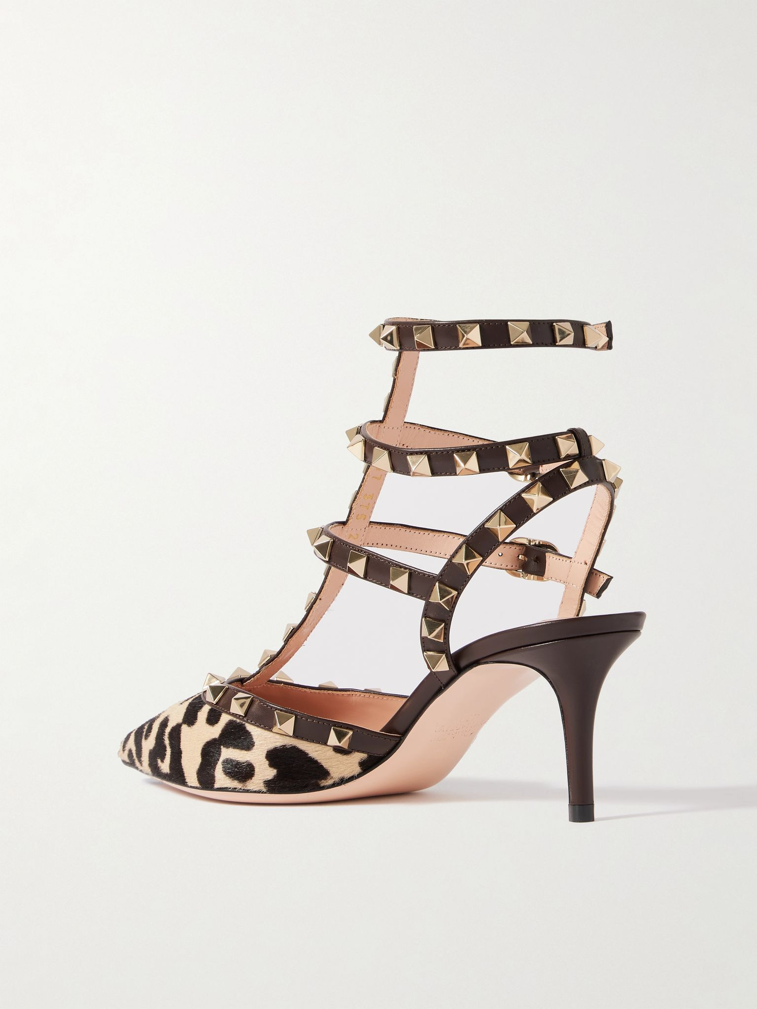 Rockstud 65 leopard-print calf hair pumps Leopard print - 3