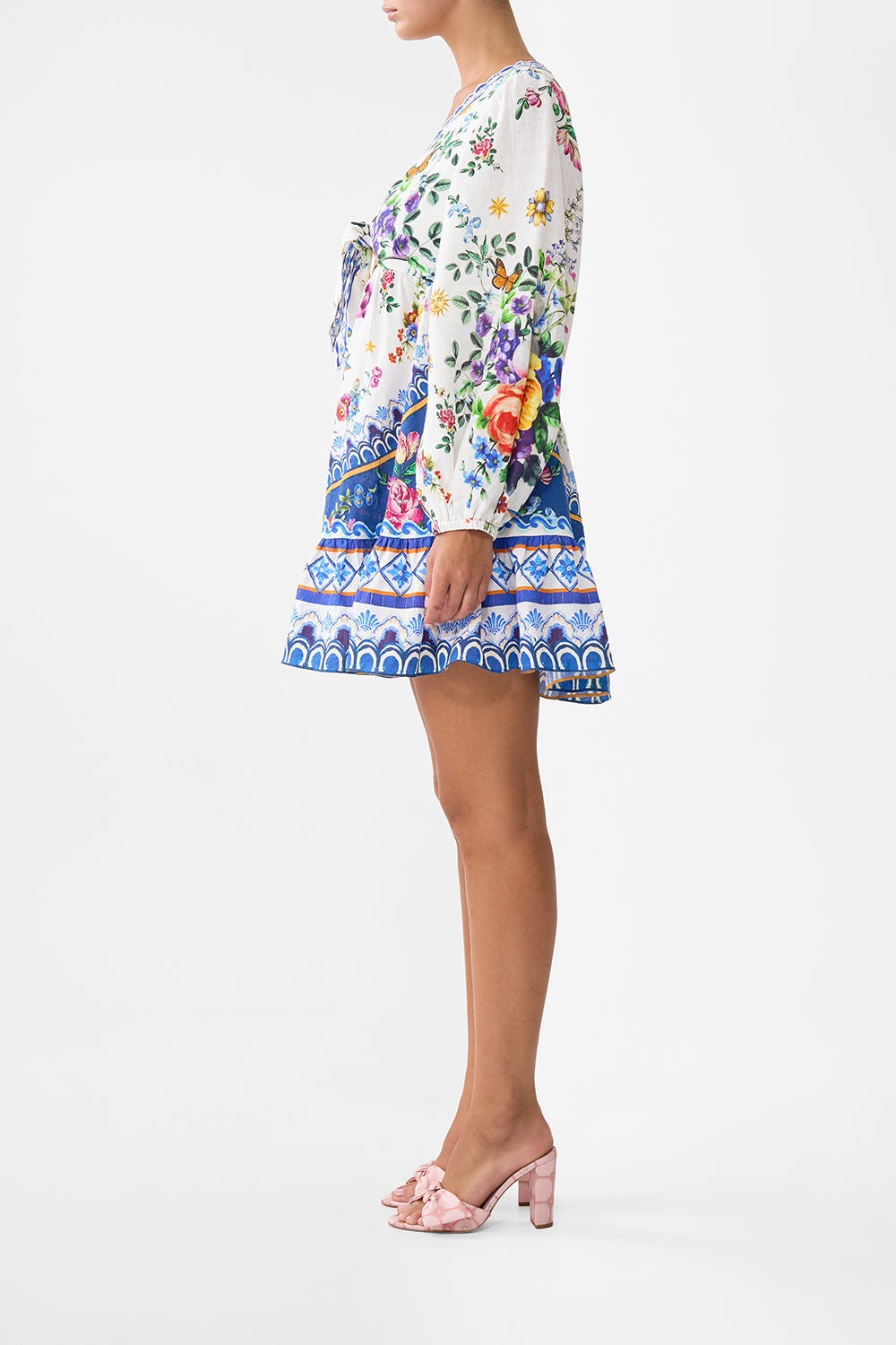 SHORT TIE FRONT BLOUSON DRESS - 4