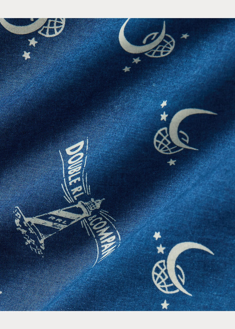Lighthouse-Print Indigo Camp Shirt 6