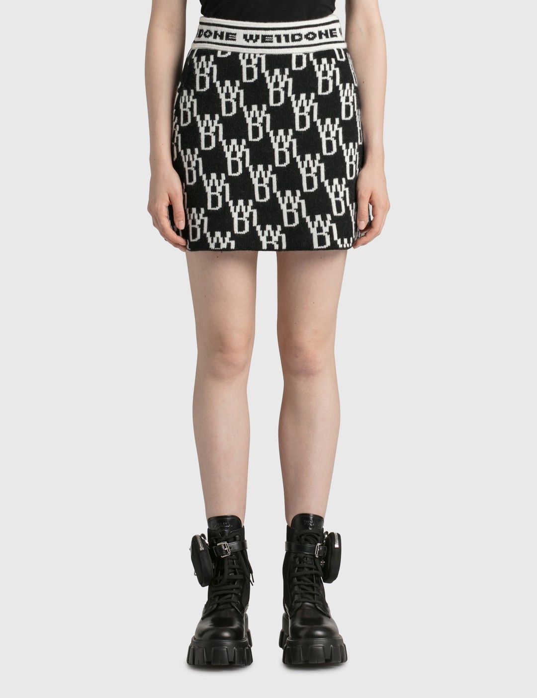 ALL OVER LOGO KNIT MINI SKIRT - 1