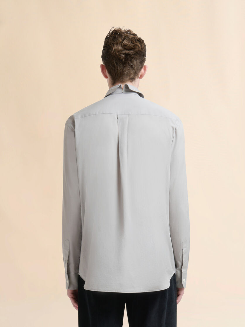 GRAY COTTON POPLIN SHIRT WITH MARNI MENDING LOGO - 3