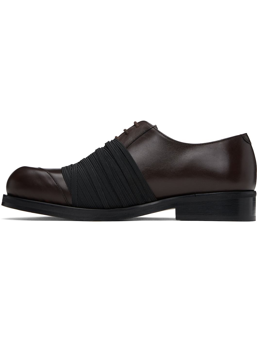Brown Elastic Biker Oxfords - 3