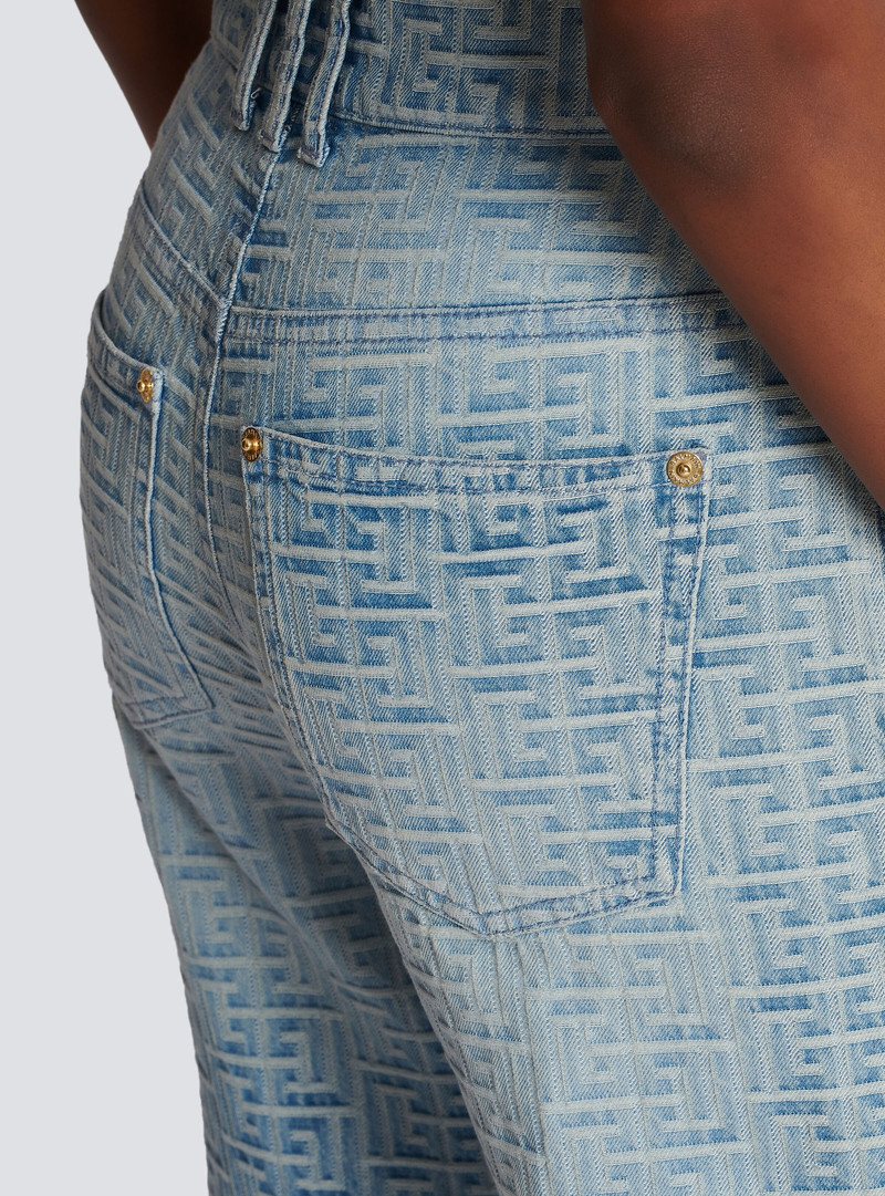 Monogrammed straight-cut denim jeans 7