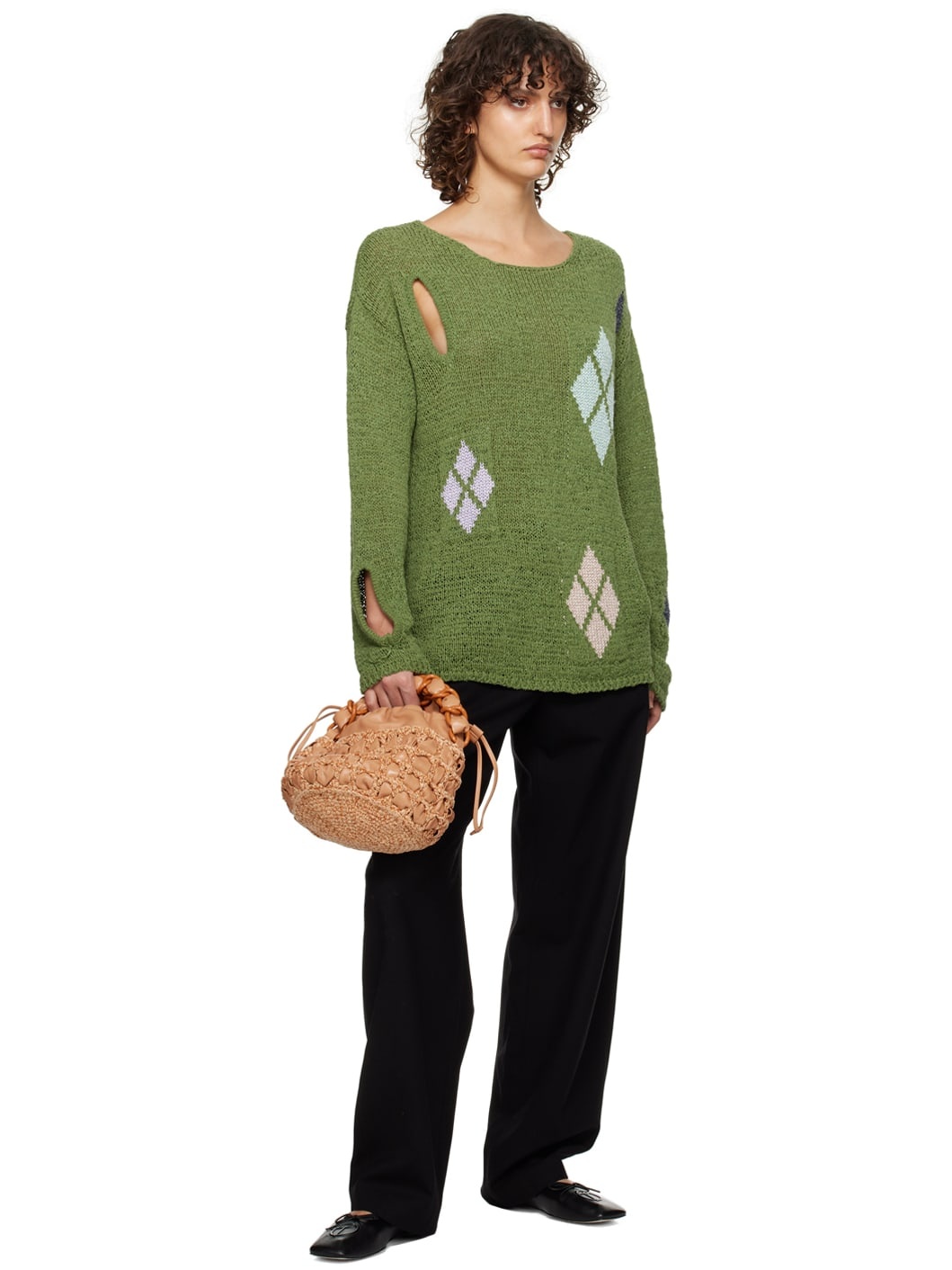 Green Argyle Sweater - 4