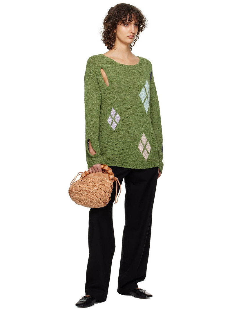 OPEN YY Green Argyle Sweater outlook