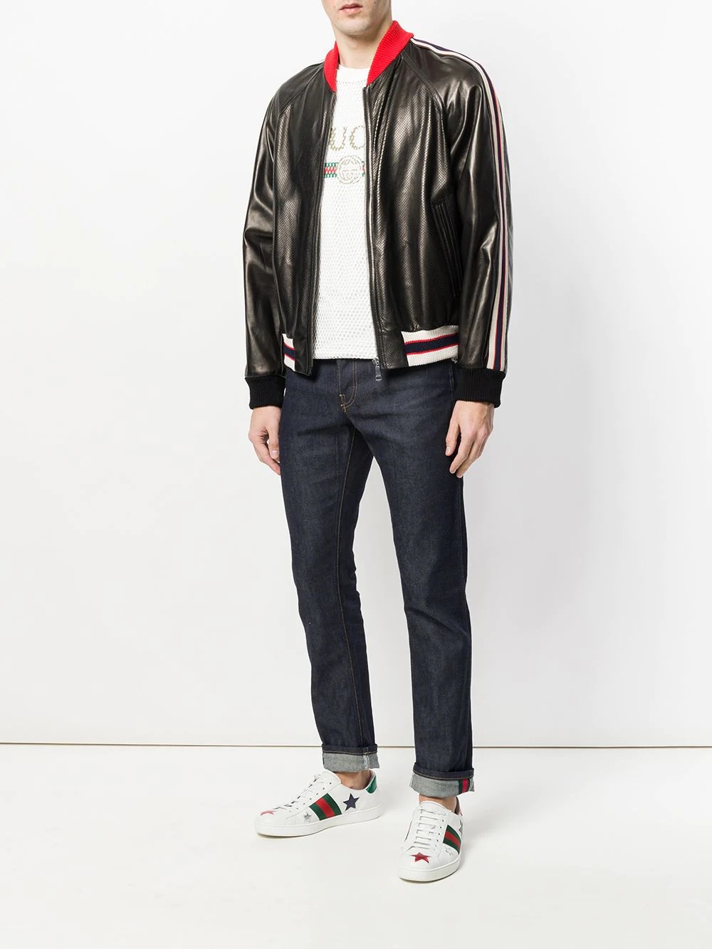 stripe trim bomber jacket - 2