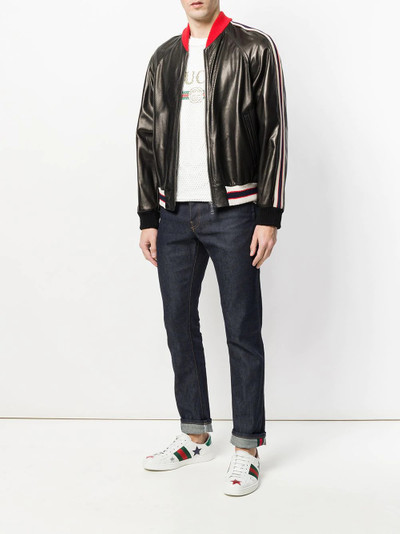 GUCCI stripe trim bomber jacket outlook