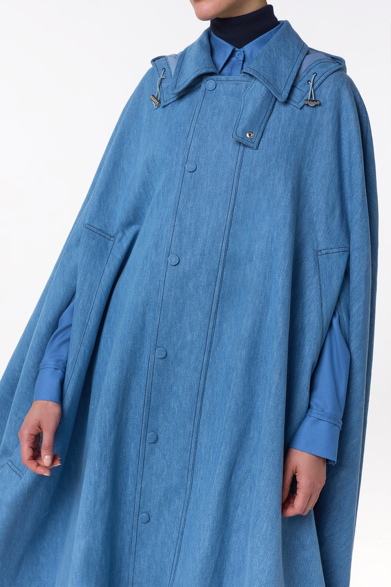 Sway Parker Cape in Light Blue Recycled Cotton Linen Denim 4