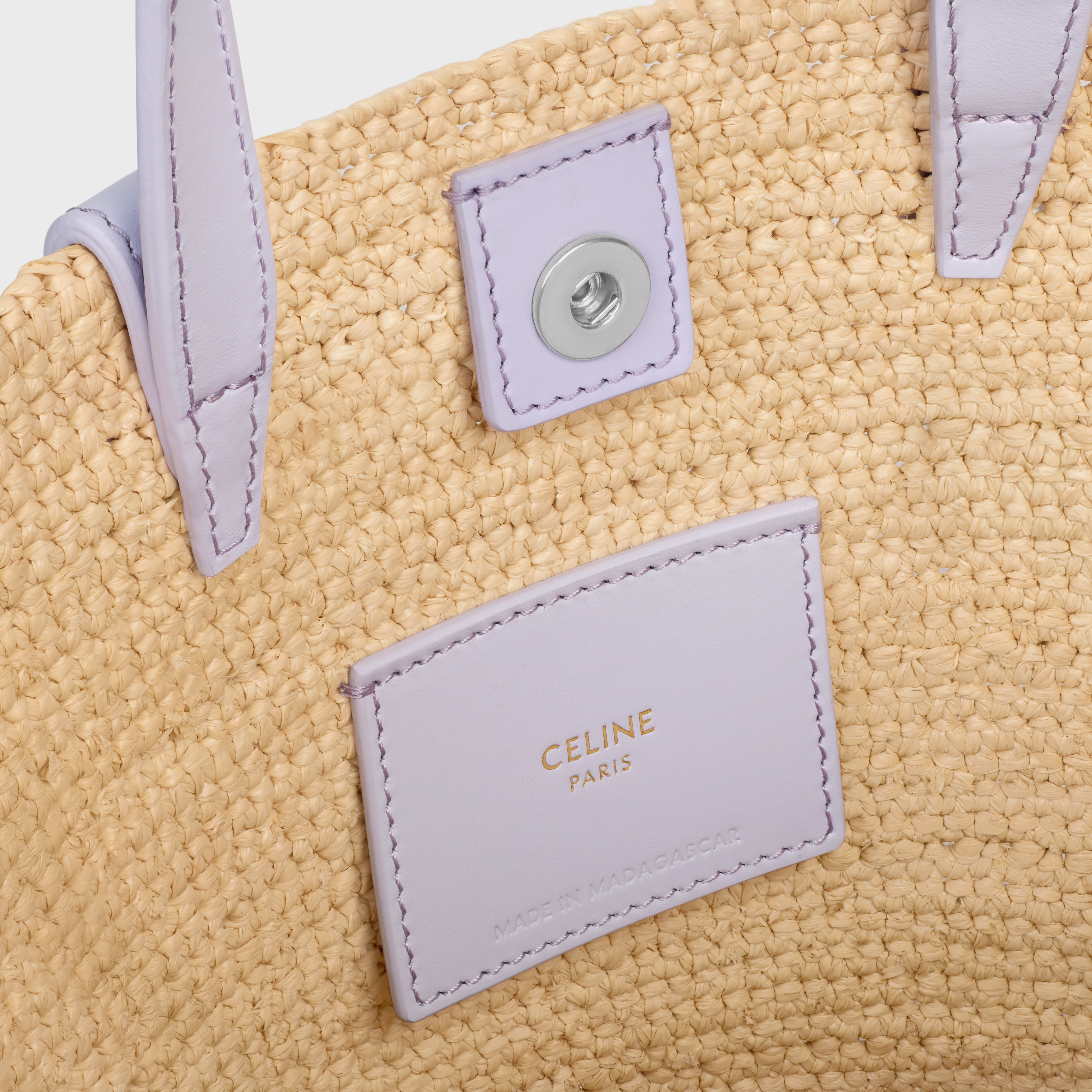 NANO SUPPLE CELINE CLASSIC PANIER IN RAFFIA AND CALFSKIN - 4