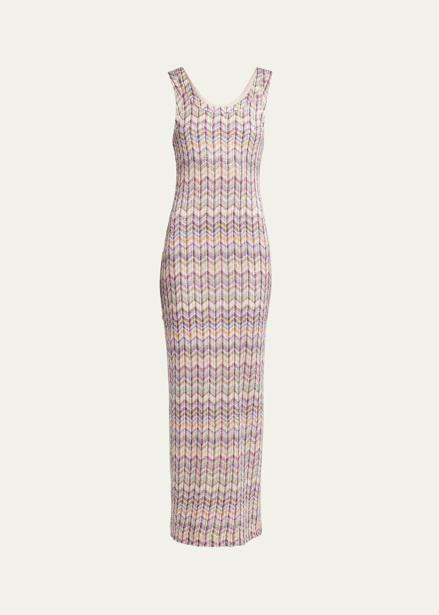 Sequined Chevron Maxi Dress - 1