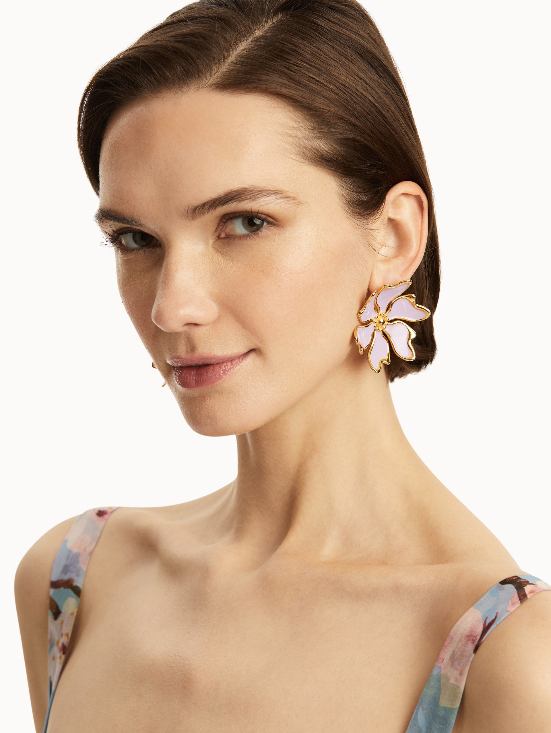 ENAMEL CHERRY BLOSSOM CLIP-ON EARRINGS - 2