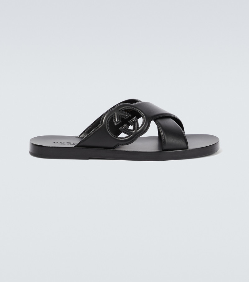GG-motif leather slippers - 1