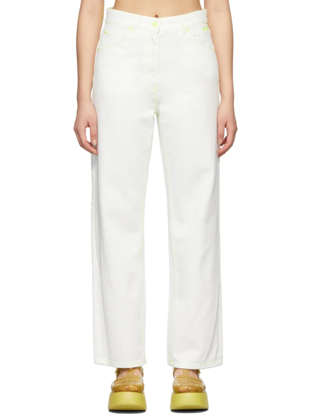White Fluo Stitch Jeans - 1