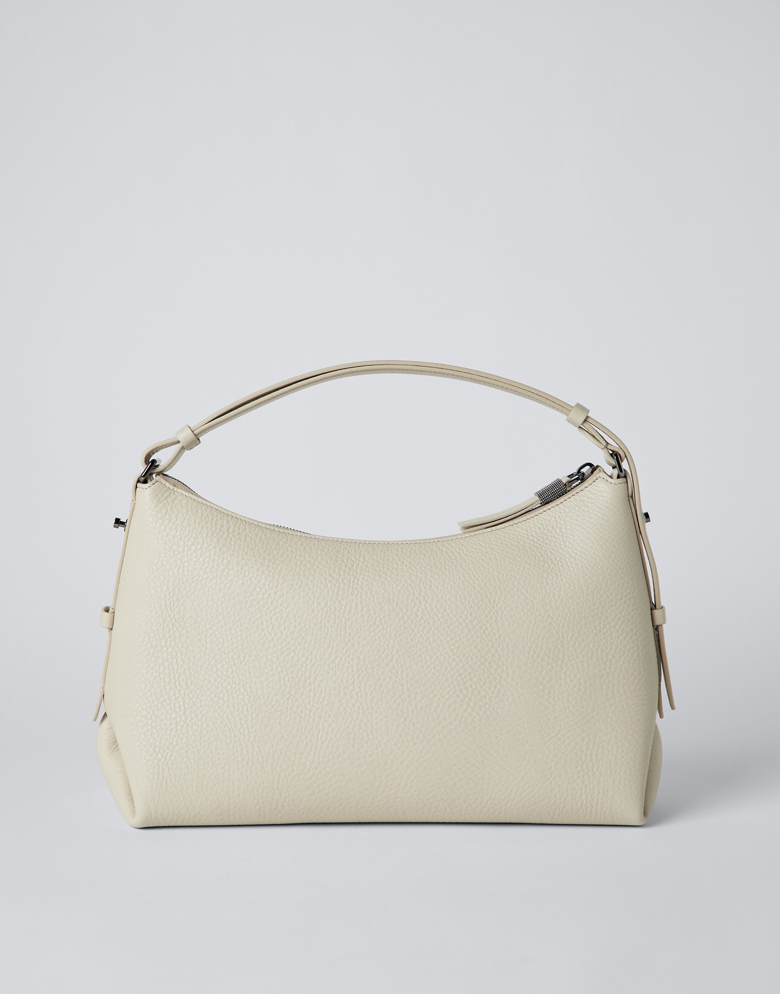 Texture calfskin hobo bag with monili - 2