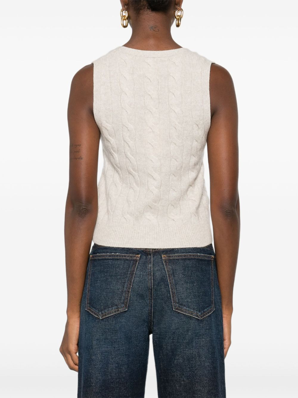cable-knit button vest - 4