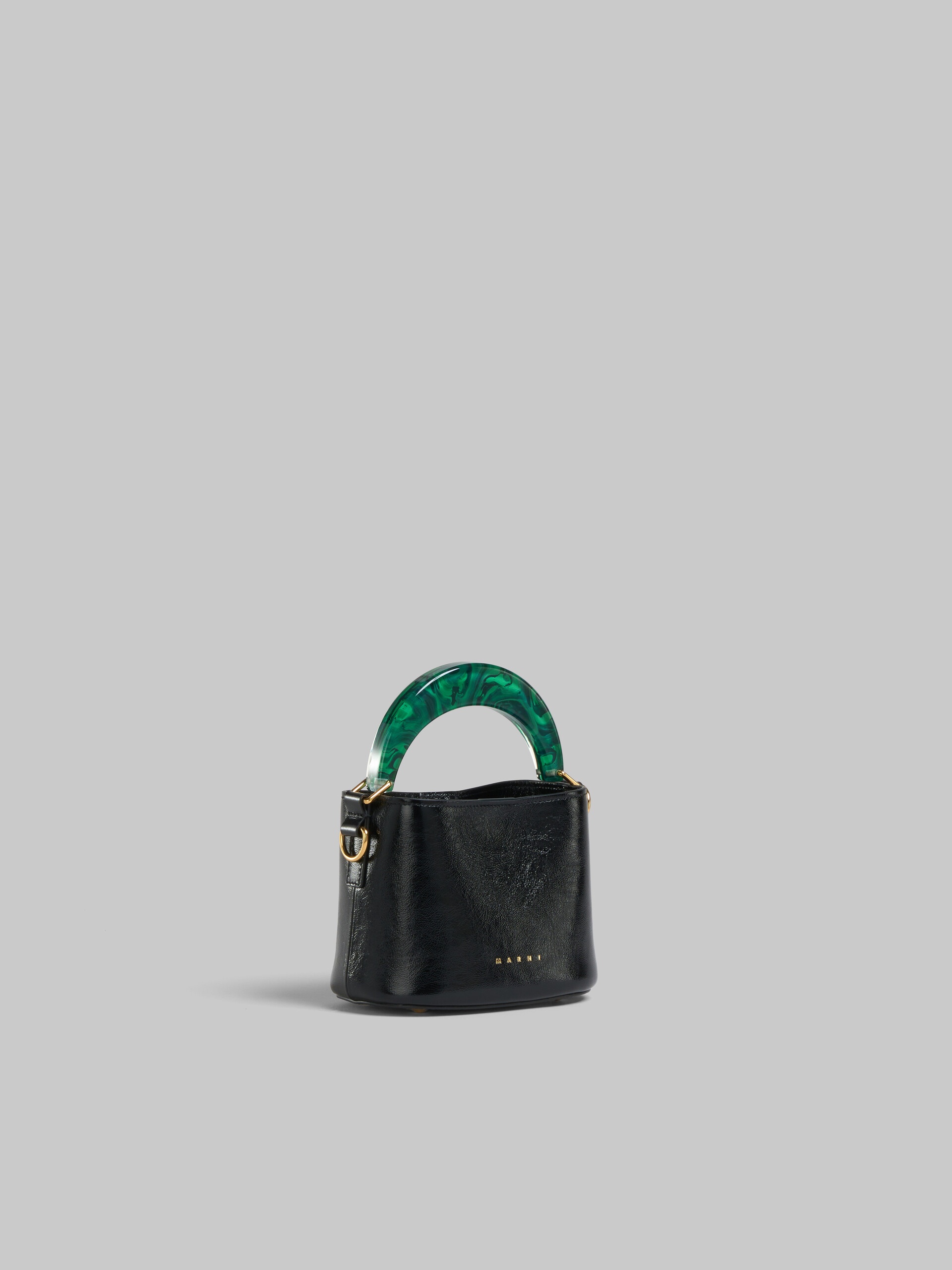 VENICE MINI BUCKET BAG IN BLACK PATENT LEATHER - 6