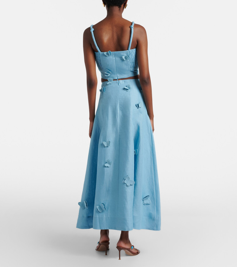 Patch-appliqué linen midi skirt 3