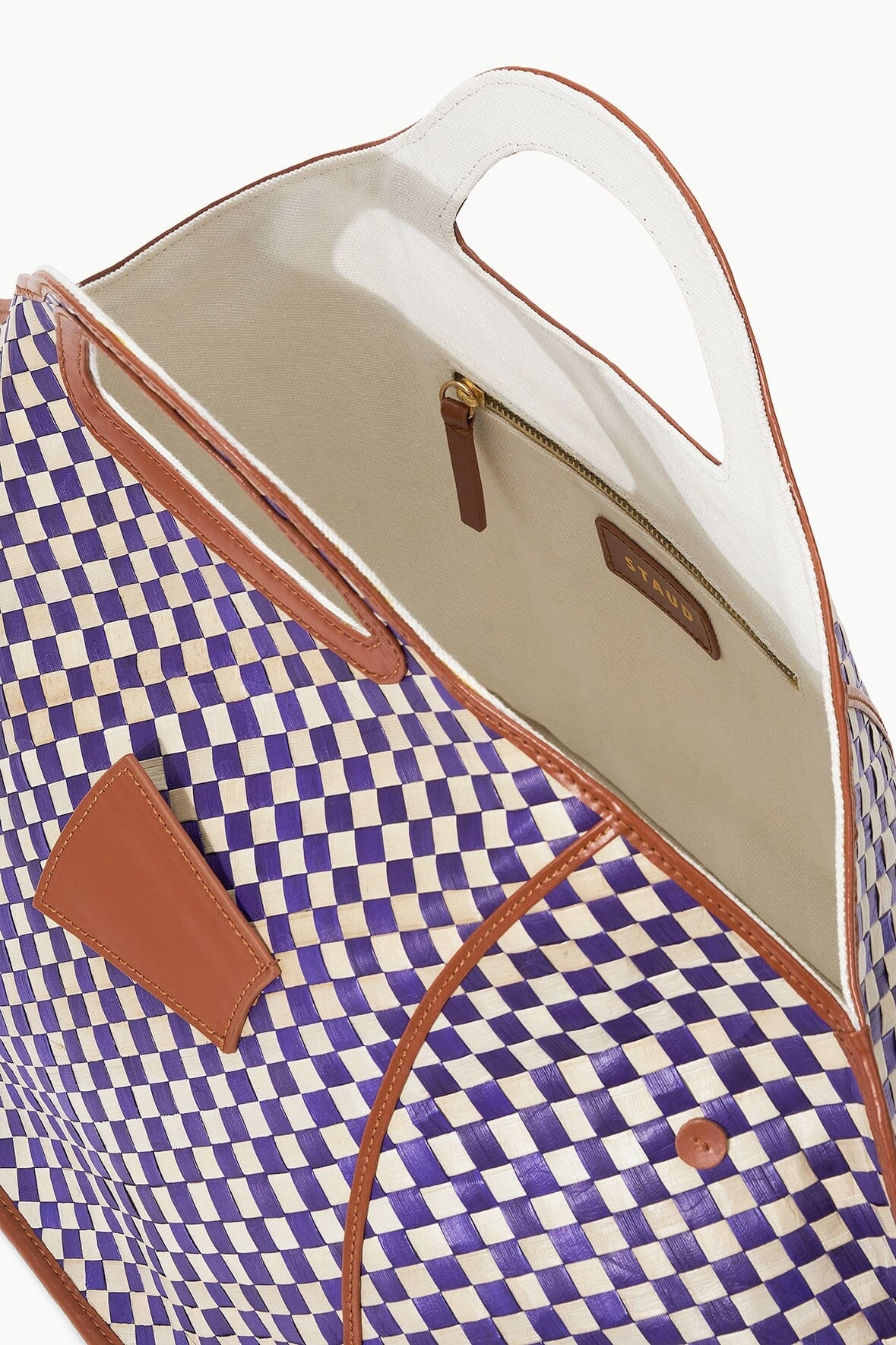 STAUD CLEO FISH BASKET TOTE COCONUT CHECK - 5